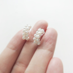 925純銀 珍珠C圈 耳環 或 耳夾 一對 第9張的照片