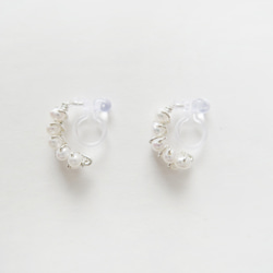 925純銀 珍珠C圈 耳環 或 耳夾 一對 第8張的照片