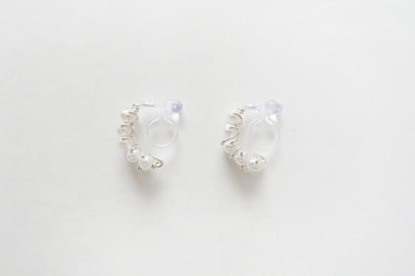 925純銀 珍珠C圈 耳環 或 耳夾 一對 第8張的照片