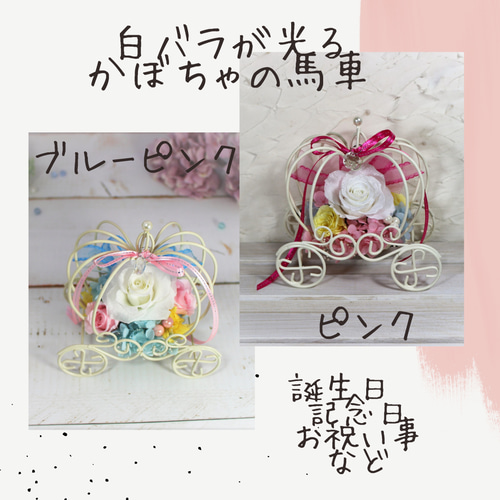 かぼちゃの馬車 七色に光る プリザーブドフラワー 誕生日 記念日 結婚