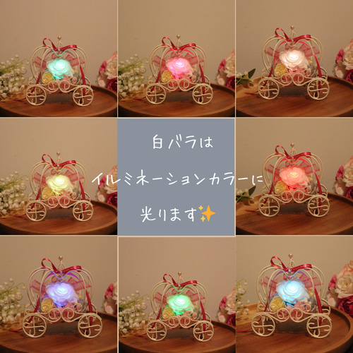 かぼちゃの馬車 七色に光る プリザーブドフラワー 誕生日 記念日 結婚
