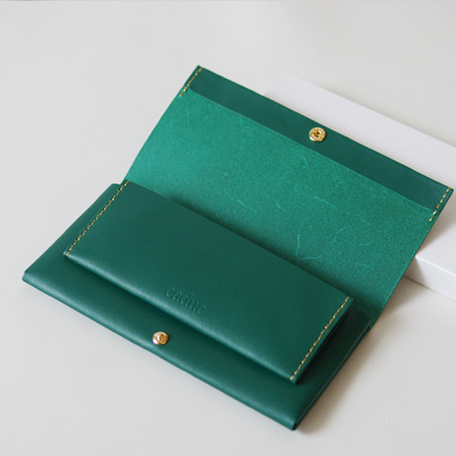 スマート長財布 ディープグリーン（イタリア牛革・顔料仕上げ） 自然