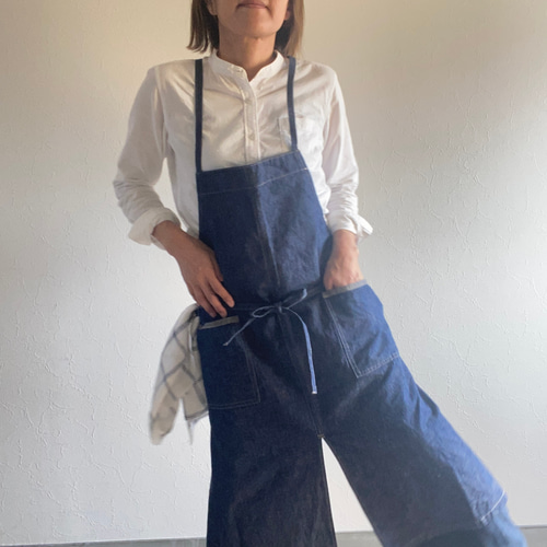 カフェなエプロン インディゴデニム エプロン K.K.P 通販 6375573