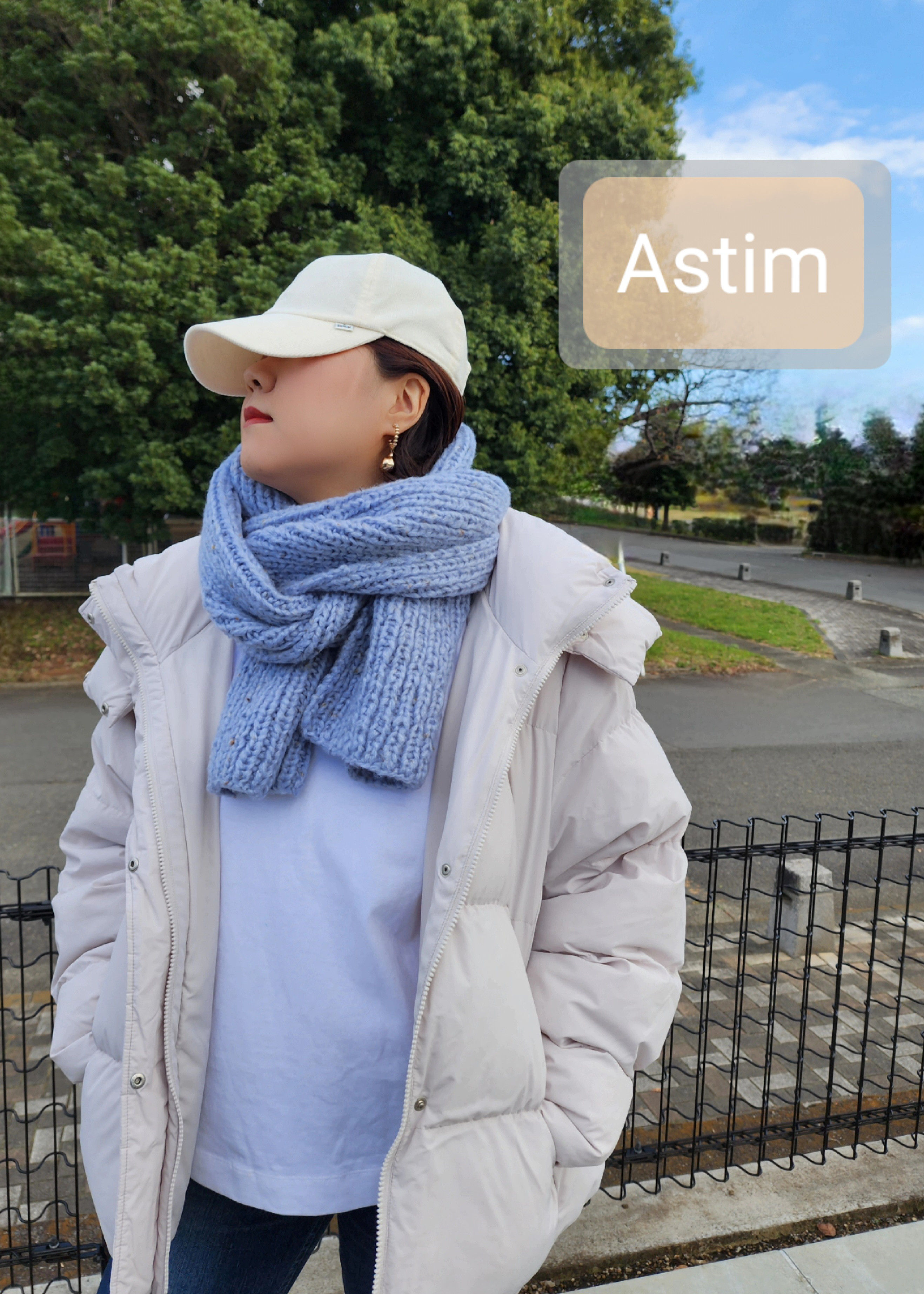 E72M【クリスマスギフト】やさしい透明感のフロストブルー/ふんわりエアリーなロングマフラー【送料無料】