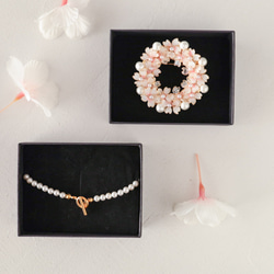 【限時優惠】畢業/入學典禮2件套日常可用櫻花貝殼珍珠胸針項鍊 第13張的照片