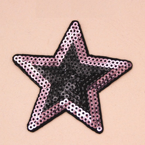 星 1枚 ワッペン スター スパンコール アップリケ 刺繍 アイロン接着  
