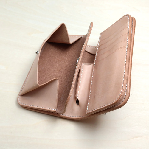 財布 ミドルウォレット 二つ折り ヌメ革 ナチュラル WT-MID1 二 財布 ミドルウォレット 二つ折り ヌメ革 ナチュラル WT-MID1 二