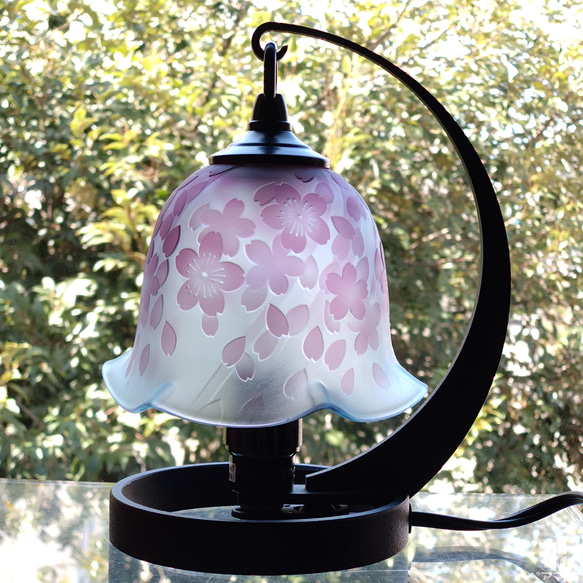 さくら」 ランプ テーブルランプ サンドブラスト 桜 ピンク 青
