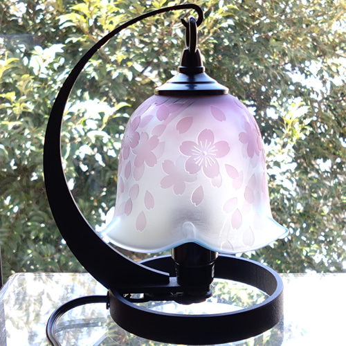 さくら」 ランプ テーブルランプ サンドブラスト 桜 ピンク 青
