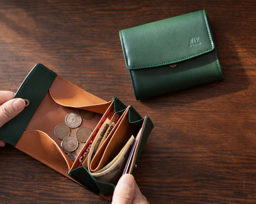 人気No.1】二つ折り財布 ガバっと開く ギャルソンウォレット ヌメ革