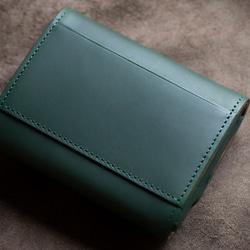 【人気No.1】二つ折り財布　ガバっと開く　ギャルソンウォレット　ヌメ革　グリーン　春財布　ダブルホック　aw-19hn 5枚目の画像