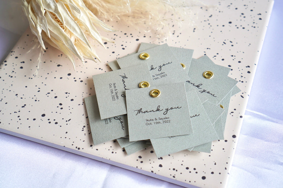 再販2】サンキューカード20枚(白いお花×くすみカラー)手書き