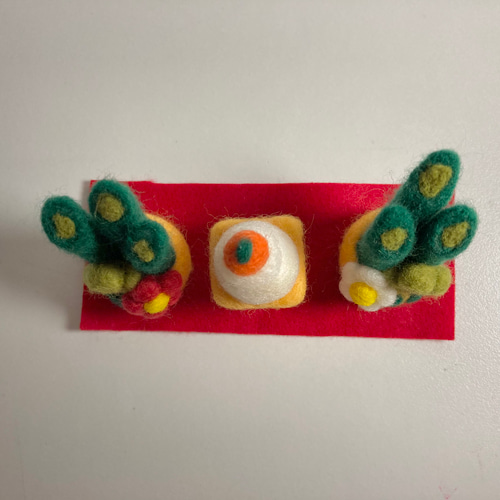 受注制作 正月飾り 門松と鏡餅 完成次第発送致します 羊毛フェルト