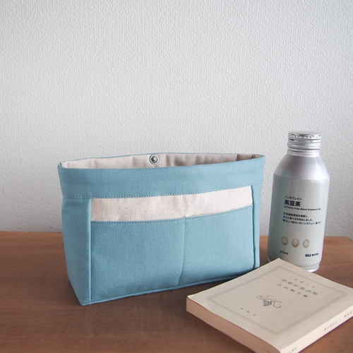 Sタイプ：バッグインバッグ・カバンの中すっきり！くすみブルー/バック