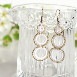 OYA crochet earrings [RING] White & Silver 第1張的照片