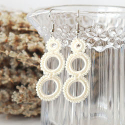 OYA crochet earrings [RING] Pearl White 第2張的照片
