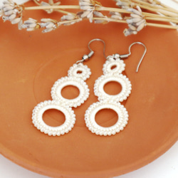 OYA crochet earrings [RING] Pearl White 第4張的照片
