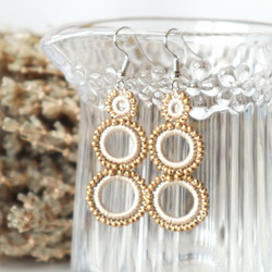 OYA crochet earrings [RING] Beige & Gold 第1張的照片