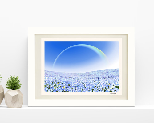 油絵 油彩 油彩画 絵 絵画 長方形ミニ絵画【ネモフィラの丘