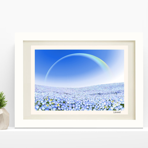 割引購入 絵画 A4サイズ「ネモフィラの丘」 hiroma2 6401542｜Creema 通販 イラスト
