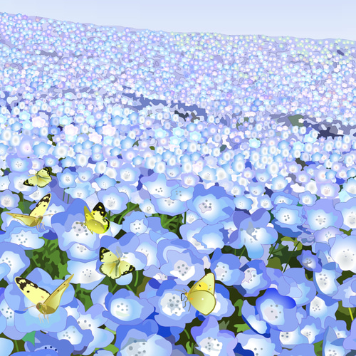 A4サイズ「ネモフィラの丘」 絵画 hiroma2 通販 6401542｜Creema