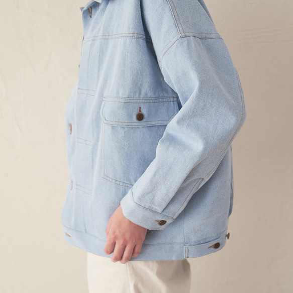 Morino Gakko Denim but warm and comfortable padding denim blooso 第5張的照片