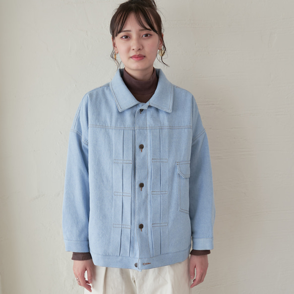 Morino Gakko Denim but warm and comfortable padding denim blooso 第2張的照片