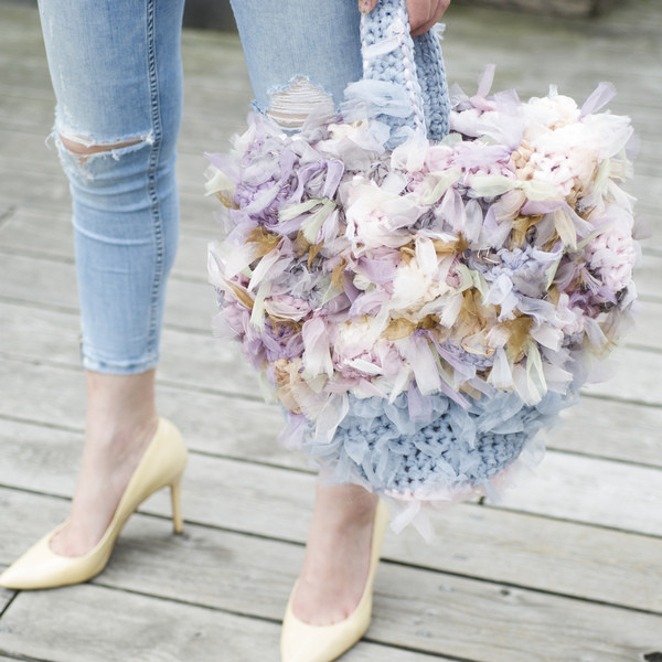 咲き編みフラワーバスケット～ヴィンテージカラー