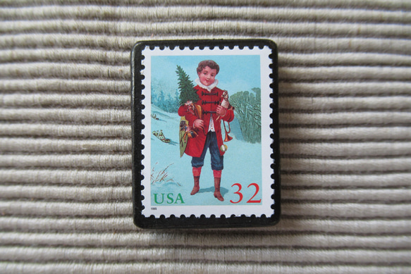 アメリカ　クリスマス切手ブローチ4126 1枚目の画像