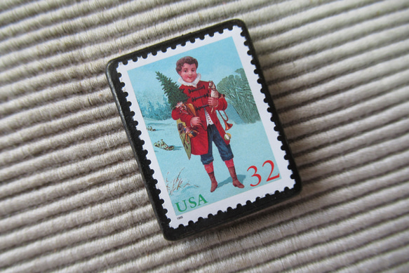 アメリカ　クリスマス切手ブローチ4126 2枚目の画像