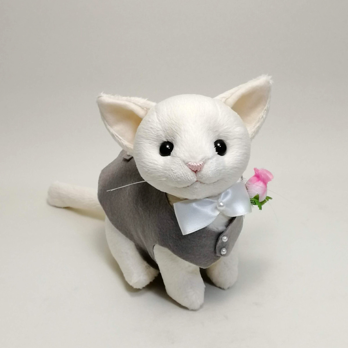 ★猫のウェディングドール★ウェルカムキャット★アメリカンショート★S★結婚式★ ウェディングキャット新郎・白猫 / ウェルカムキャット / 猫の