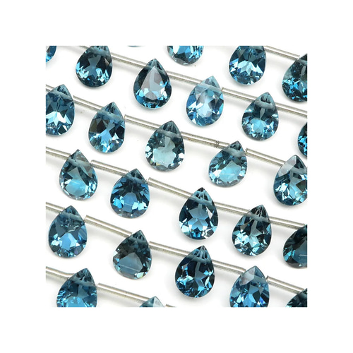 限時補貨！ AAAA 倫敦藍托帕石梨形寶石，約8x6 毫米，醫用不銹鋼項鍊