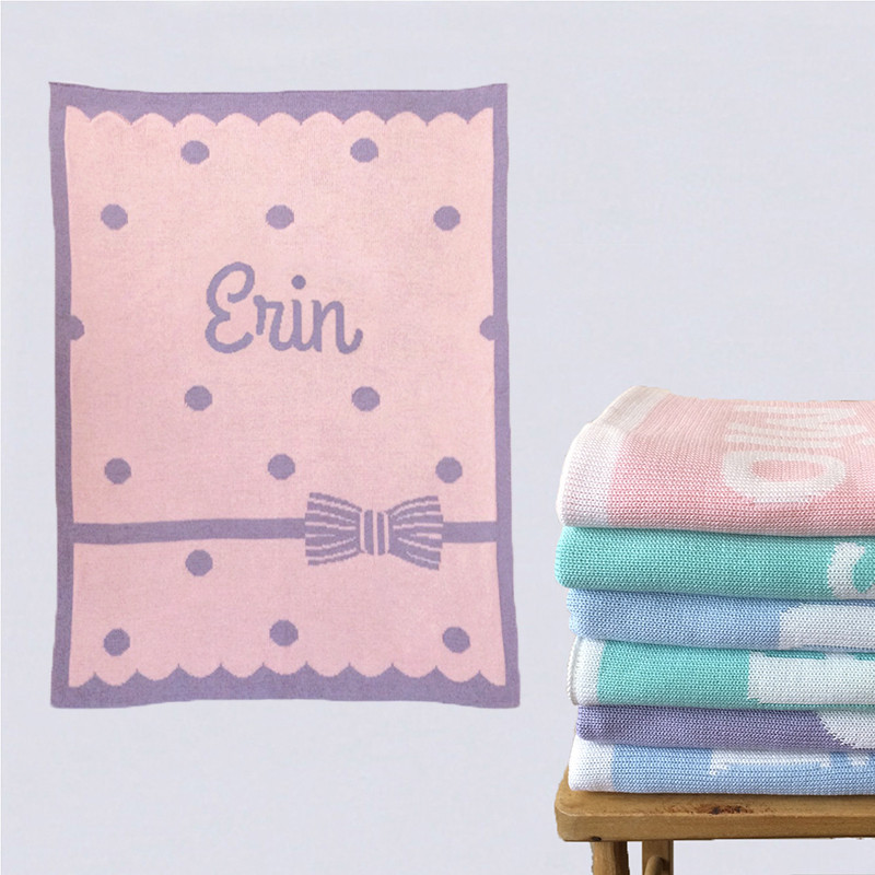 お名前入り ブランケット・スプリンクルリボン【選べる色＆フォント】出産祝い　ギフト　名入れ