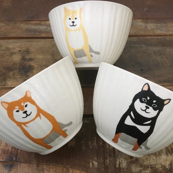 柴犬 湯のみ茶碗 蕎麦猪口 ☆ 名入れ可 赤柴 黒柴 白柴 小鉢 アイス 