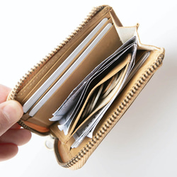【ワンアクションですぐに取り出せる】断捨離のいらない小さな財布 二つ折り財布 ブラウン HAW020 4枚目の画像