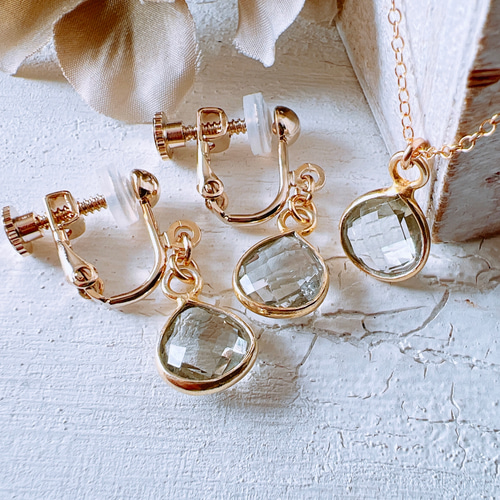 淡く澄んだ光をまとう・:*宝石質グリーンアメジストの14kgfネックレス