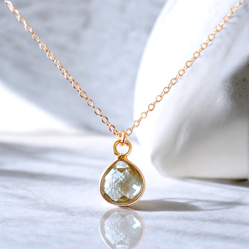 淡く澄んだ光をまとう・:*宝石質グリーンアメジストの14kgfネックレス