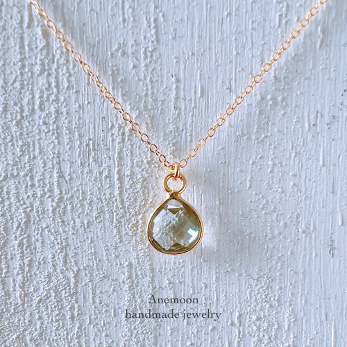 淡く澄んだ光をまとう・:*宝石質グリーンアメジストの14kgfネックレス