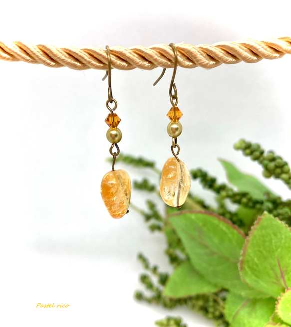 シトリンのシンプルなピアス ピアス（フック・チェーン） Pastel rico  