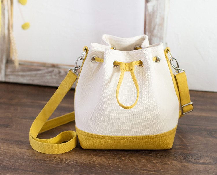 帆布ミニショルダーバッグ Sサイズ【キナリxイエロー】可愛い
