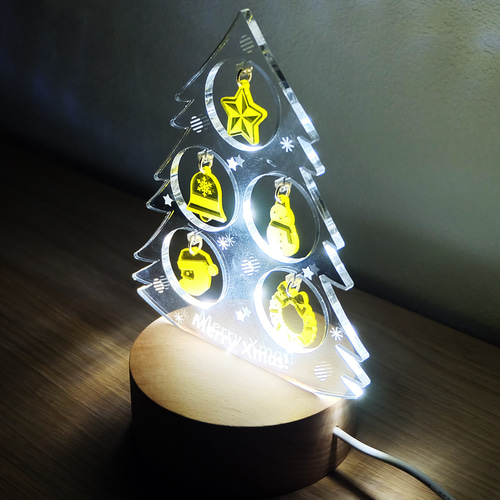 クリスマスツリー型 アクリルLEDライトスタンド リモコン付き