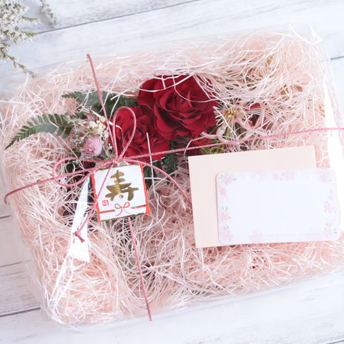 稲穂付お正月飾り＊バラ×小菊S完成品＊プリザーブドフラワー＊お歳暮