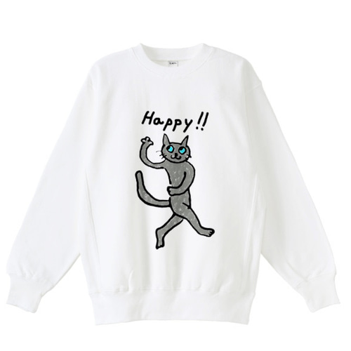 ハッピーキャット 猫 グレー猫 ロシアンブルー ゆるめ ユニセックス 裏