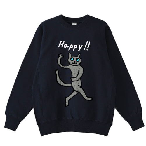ハッピーキャット 猫 グレー猫 ロシアンブルー ゆるめ ユニセックス 裏
