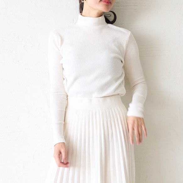 ﾓﾘﾉｶﾞｯｺｳ コットンテレコニットハイネックロングスリーブトップス　オフホワイト｜mg-te21-wt 16枚目の画像