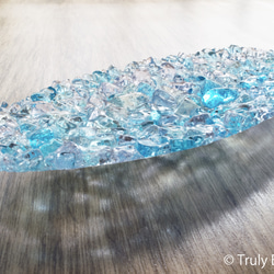 ガラスのアクセサリートレイ - 「 KUBOMI 」● ターコイズブルー・20cm 3枚目の画像