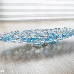 ガラスのアクセサリートレイ - 「 KUBOMI 」● ターコイズブルー・20cm 4枚目の画像