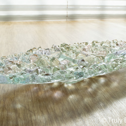 ガラスのインテリアトレイ - 「 KUBOMI 」● みどり色・20cm 1枚目の画像