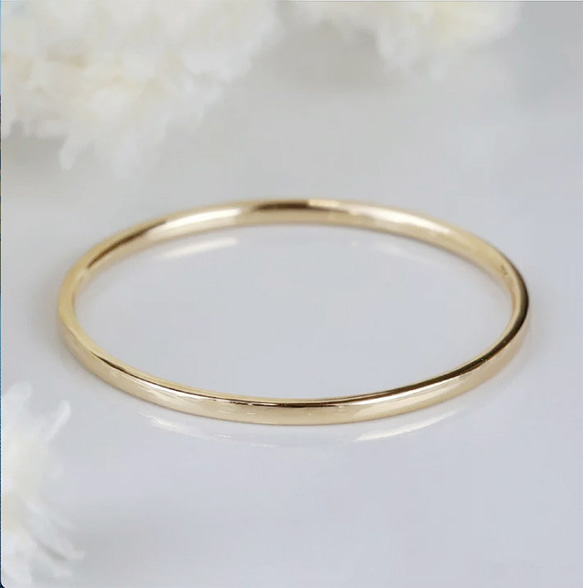 K18華奢リング】FINE RING Smooth 18金 1ミリ幅 極細 重ね付け
