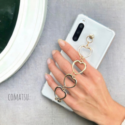 【全機種対応】シンプル ハート ハンドホルダー スマホケース ベルト ストラップ付きソフトカバー 落下防止にも◎ 5枚目の画像